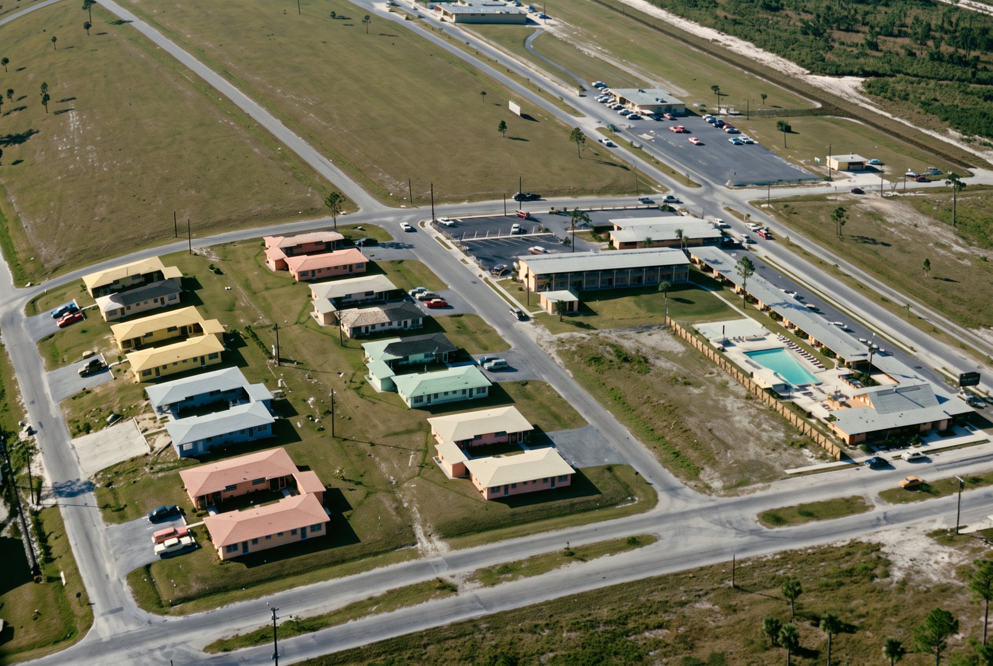 Colorized early 1960s aerial of downtown Cape Coral